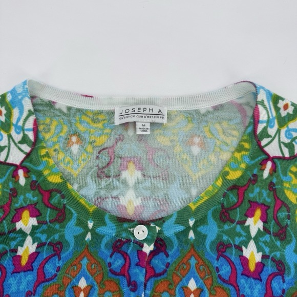 Joseph A Cardigan Sweater M Multicolor Boho Psychedelic Kaleidoscopic Festival - Picture 6 of 8